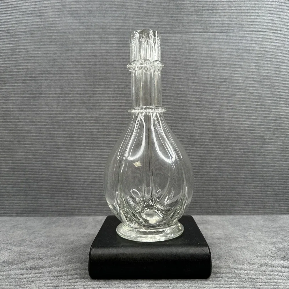 Vintage Clear Glass 4 Chamber Decanter Ribbed Neck Pinched Glass Carafe Cruet